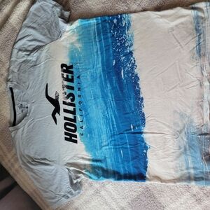 Hollister Blue and White Short Sleeve Tee